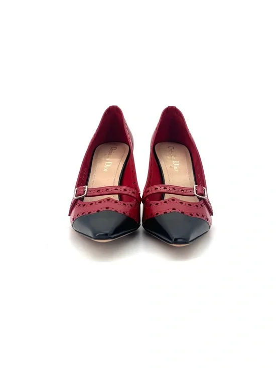 Christian Dior Spectadior Buckle Brogue Maryjane Cap Toe Pointed Toe Pumps 37.5 - Picture 2 of 9